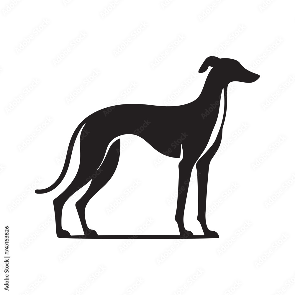 Elegant Grace: Vector Greyhound Silhouette - Capturing the Majestic Beauty and Graceful Form of this Iconic Canine Breed.