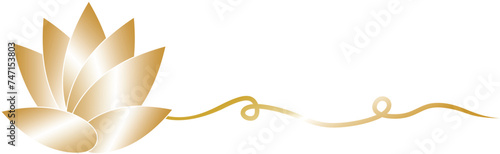 golden ribbon isolated on lotus flower background