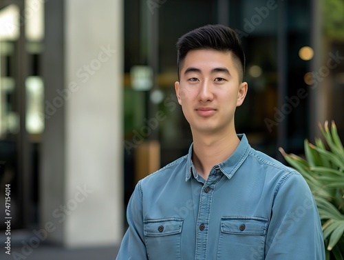 Approachable Man Smiling in Modern Business Casual photo