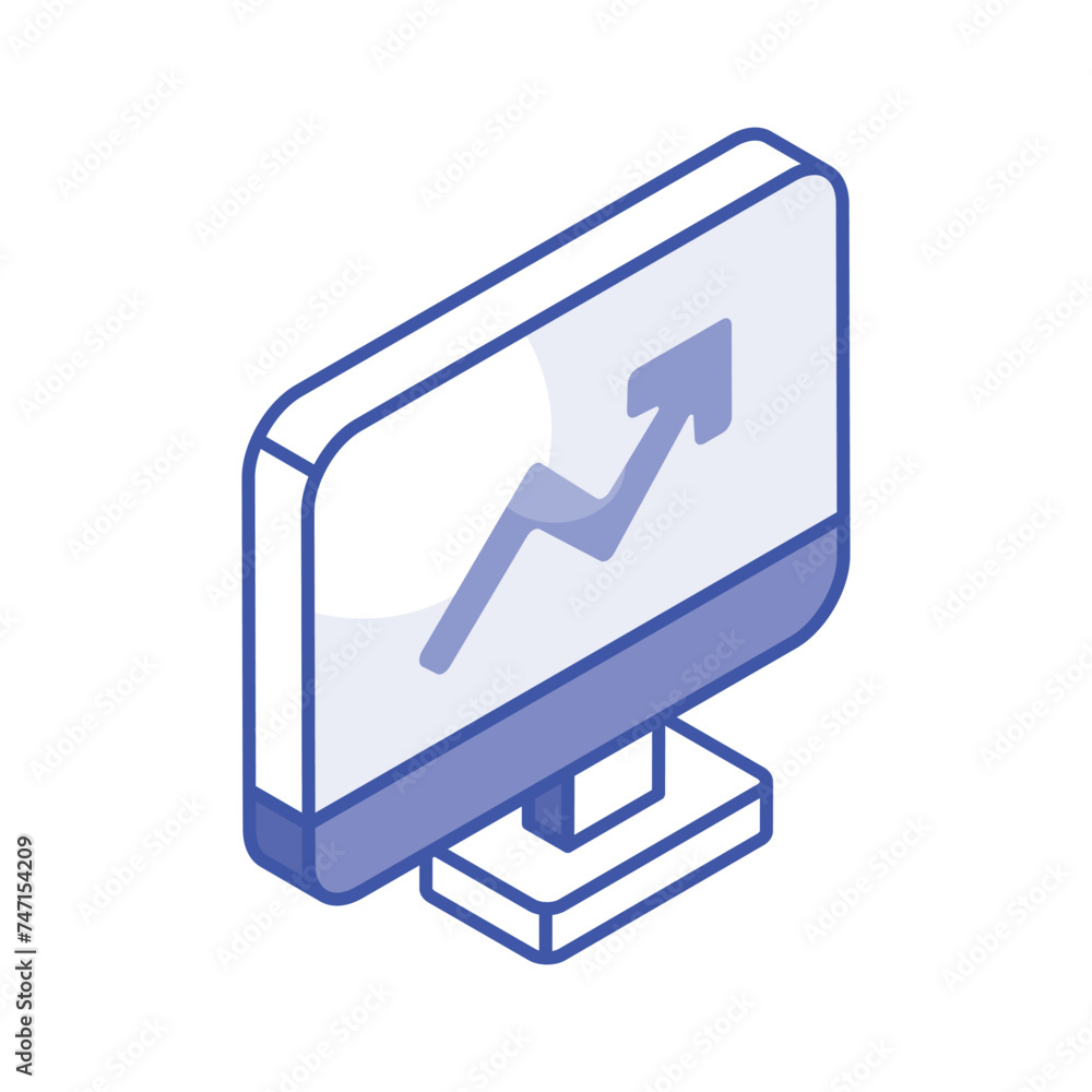 Growth arrow inside monitor showing concept icon of online analysis, online statistics Growth arrow inside monitor showing concept icon of online analysis, online statistics