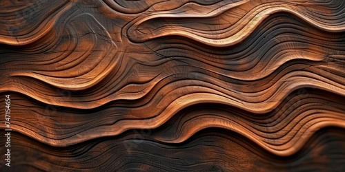 Wood art background. Abstract closeup of detailed organic brown wooden waving waves wall texture banner wall, Generative AI