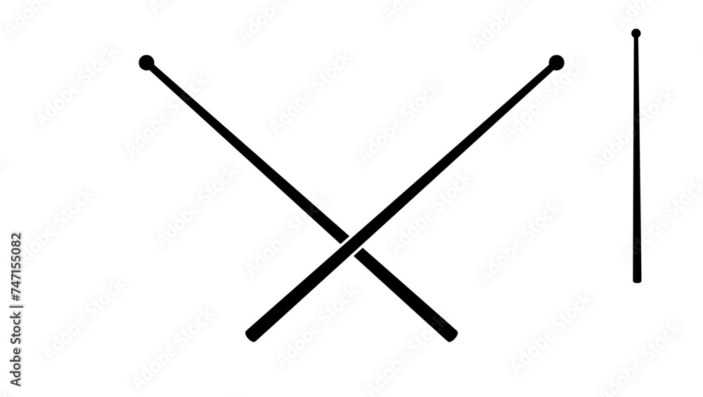 Percussion mallets, black isolated silhouette Percussion mallets, black isolated silhouette