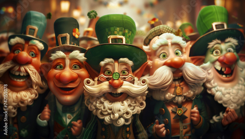 Illustration of a group of Leprechauns on St. Patrick s Day