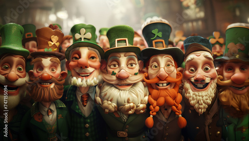 Illustration of a group of Leprechauns on St. Patrick's Day