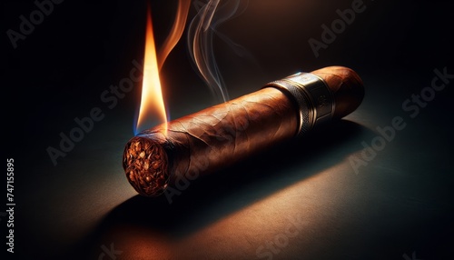 Igniting Luxury A Fine Cigar Amidst Flames