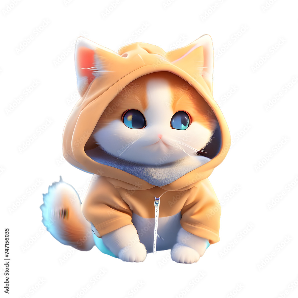Cute cat in a orange hood