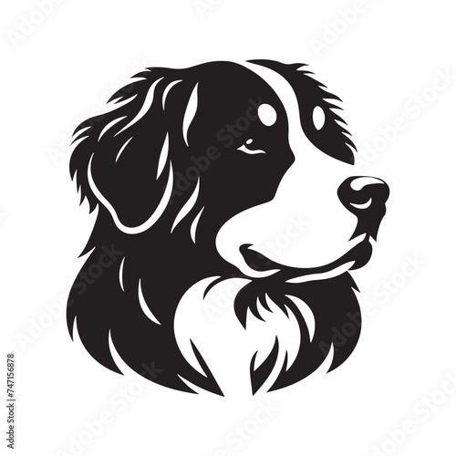 Bernese Mountain Dog Silhouette: A Majestic Tribute to the Strength, Loyalty, and Beauty of this Beloved Canine Companion. Vector Bernese Mountain Dog Silhouette.