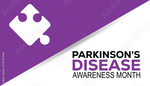 Parkinson's Disease awareness month observed every year in April.Template for background, banner, card, poster with text inscription.
