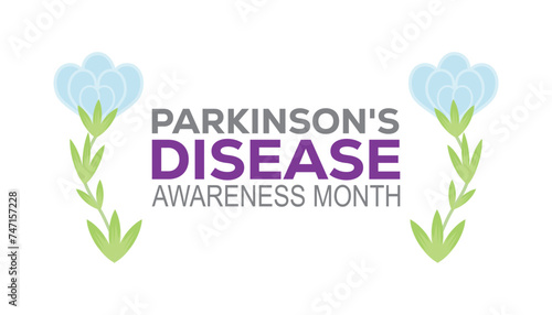 Parkinson's Disease awareness month observed every year in April.Template for background, banner, card, poster with text inscription.