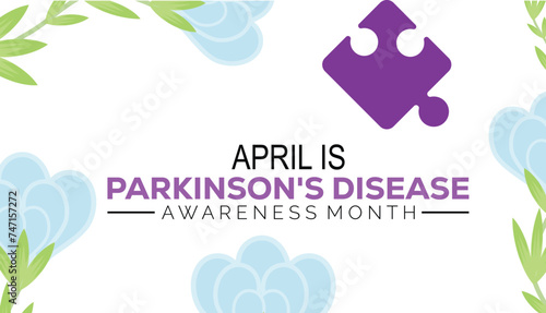 Parkinson's Disease awareness month observed every year in April.Template for background, banner, card, poster with text inscription.
