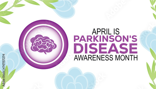 Parkinson's Disease awareness month observed every year in April.Template for background, banner, card, poster with text inscription.