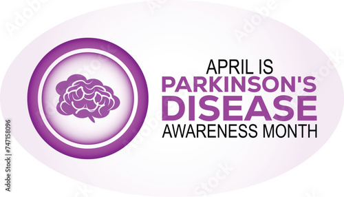 Parkinson's Disease awareness month observed every year in April.Template for background, banner, card, poster with text inscription.