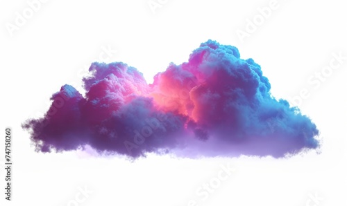 3d render, neon magical cloud illuminated with colorful neon light. Fantasy sky design element, Generative AI