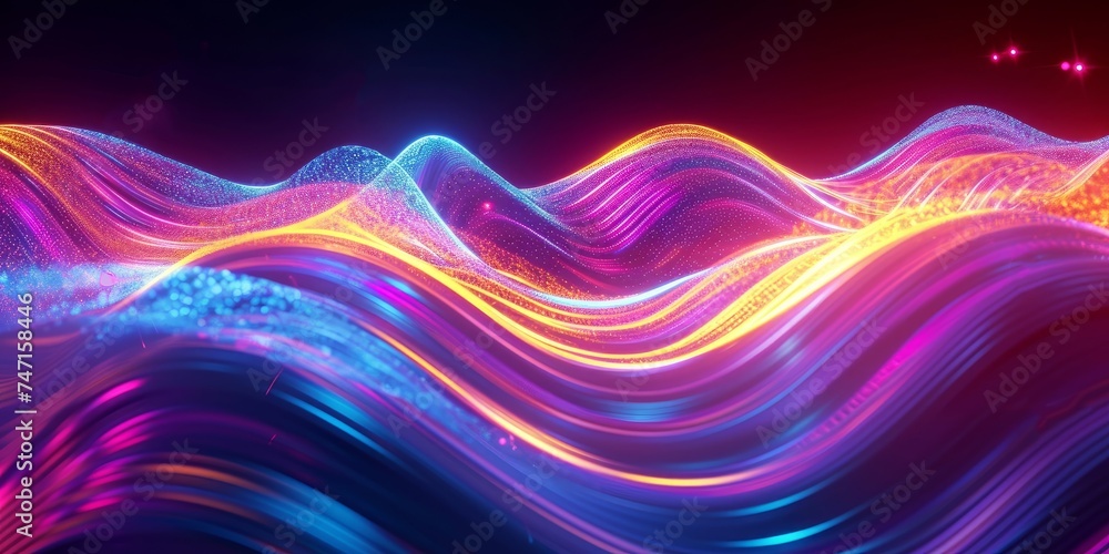 3d render, abstract background with colorful neon wavy lines, Generative AI 3d render, abstract background with colorful neon wavy lines, Generative AI