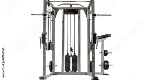 Achieve Varied Workouts with a Smith Machine and Integrated Cable System on Transparent Background