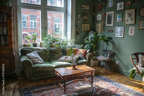 Cozy Living Room with Second-Hand Furniture and Upcycled Decor
