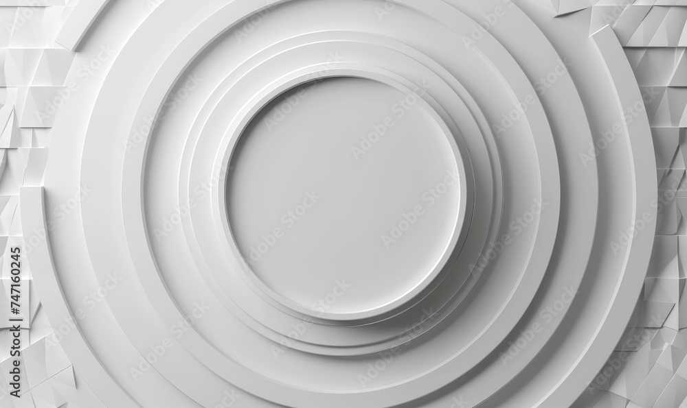 Obraz premium 3d render, abstract white geometric background, minimal round frame flat lay, deck of blank cards, Generative AI