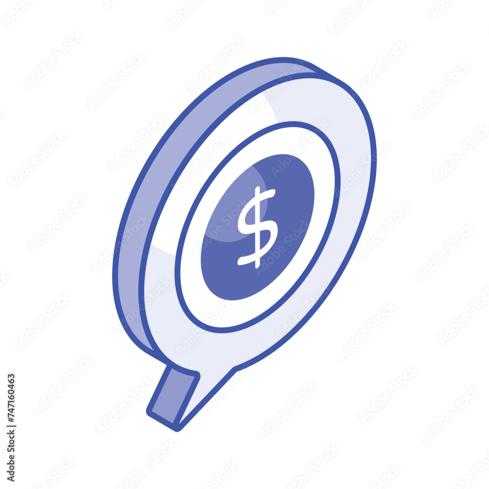 Dollar coin inside chat bubble depicting concept isometric icon of business chat, money talk vector design Dollar coin inside chat bubble depicting concept isometric icon of business chat, money talk vector design