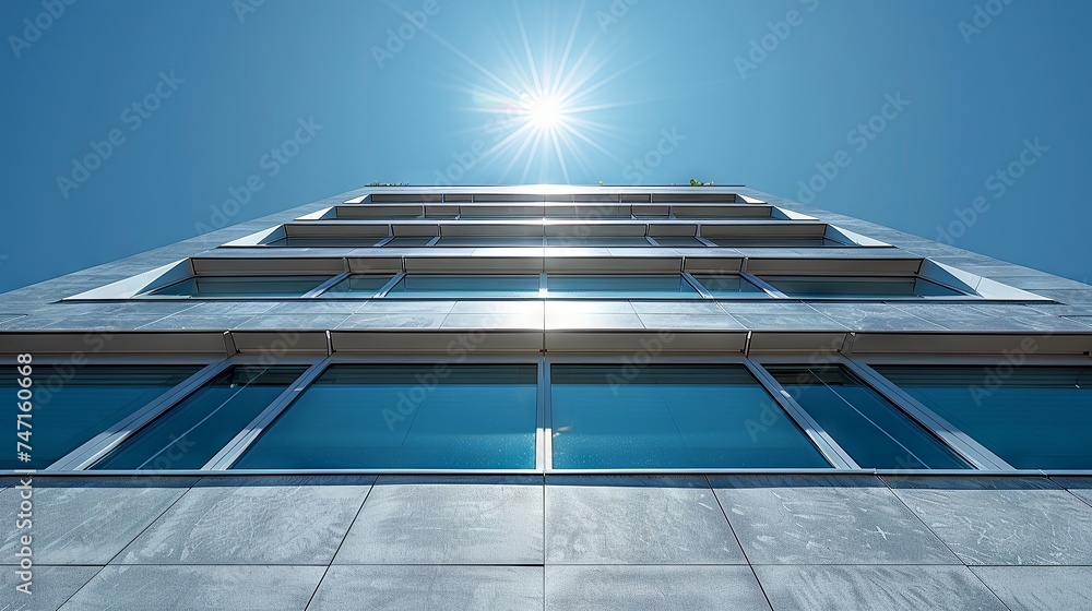 Obraz premium Zero-Energy Building with Photovoltaic Glass Panels