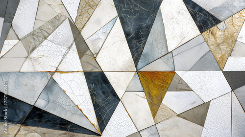 Texture of marble abstract background with low poly pattern white yellow blue and gray color  polygon background.