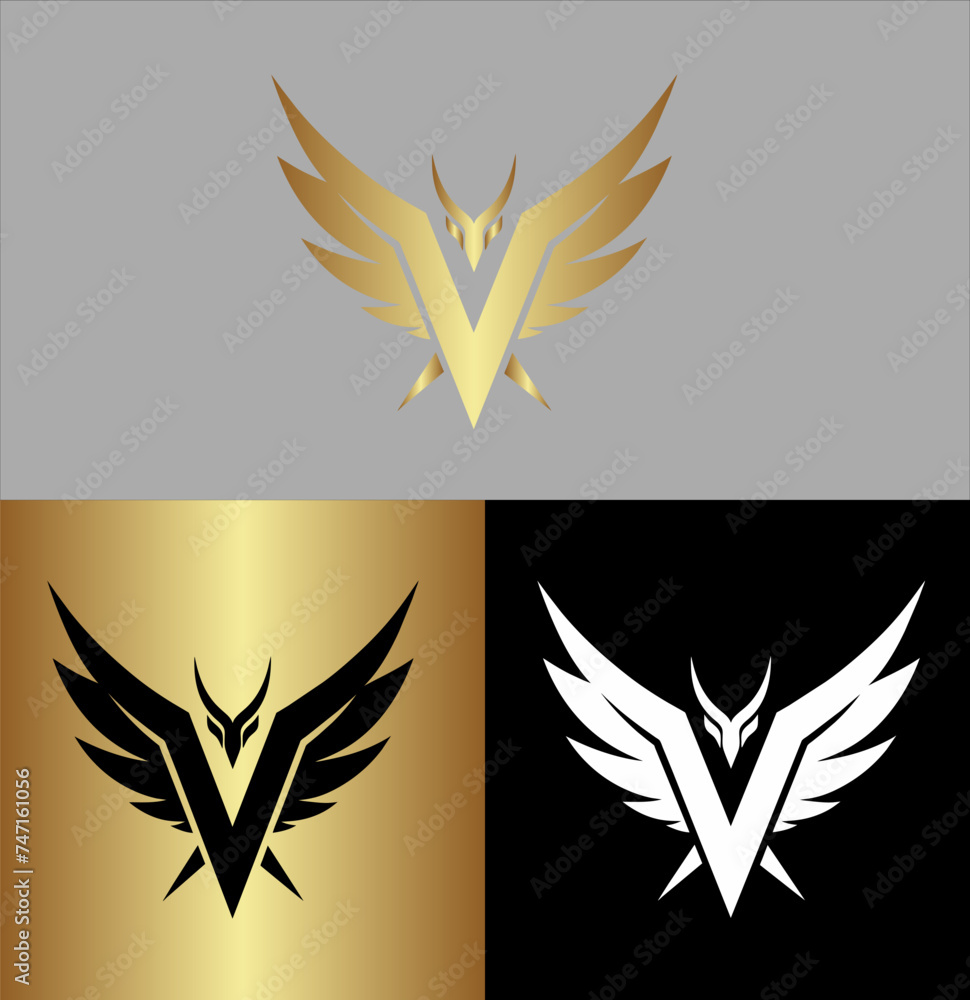 Logo Letter V Phoenix with shape logo