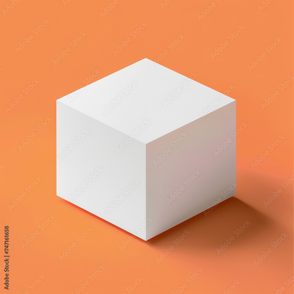 White Cube on Orange Background White Cube on Orange Background