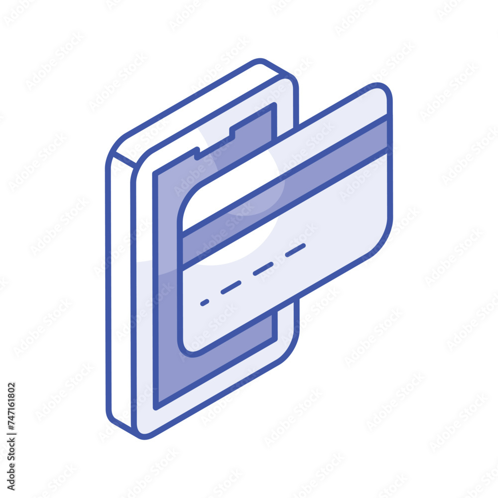 Atm card with mobile phone showing concept icon of card payment, online payment isometric vector design Atm card with mobile phone showing concept icon of card payment, online payment isometric vector design