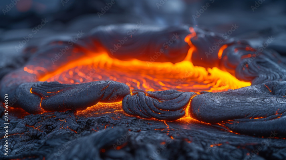 Texture of fiery orange and red lava oozing and breaking apart as it flows downhill. Texture of fiery orange and red lava oozing and breaking apart as it flows downhill.