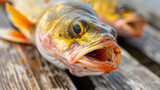 Caught Fish on Wooden Pier Closeup