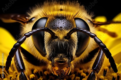 Bee, bees backdrops, sweet nectar honey, beekeeping background.  © Alex