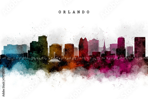 City Skyline Watercolor ORLANDO