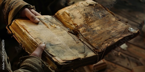 Ancient Dusty Books Held in Hands