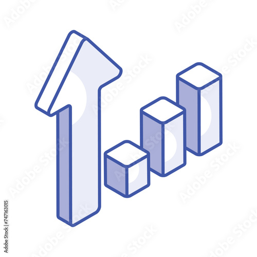 Have a look at this creatively designed isometric icon of growth chart in trendy style