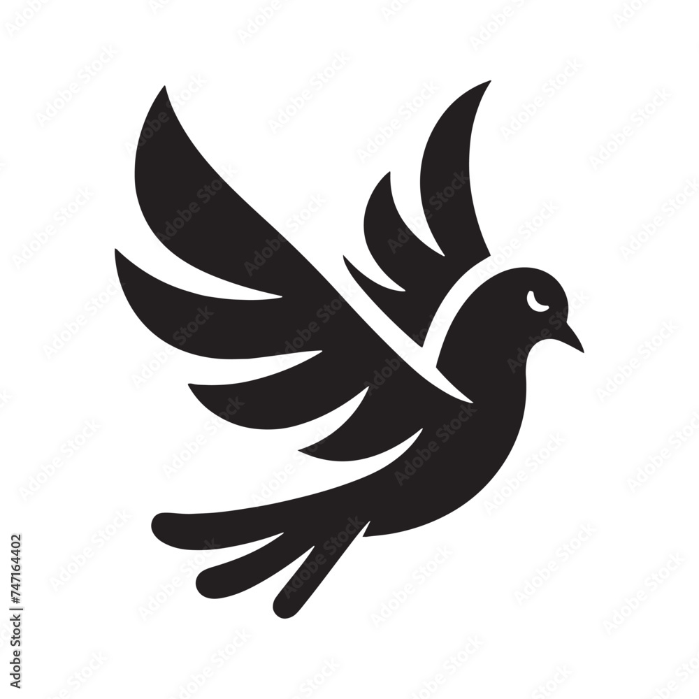 Obraz premium Urban Elegance: Vector Pigeon Silhouette - Capturing the Grace and Beauty of City's Beloved Feathered Residents in Elegant Form.