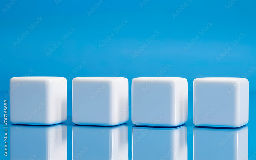 3d white cubes isolated on blue background 3d white cubes isolated on blue background