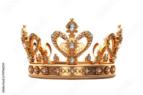 elegant golden crown isolated on transparent and white background.PNG image.