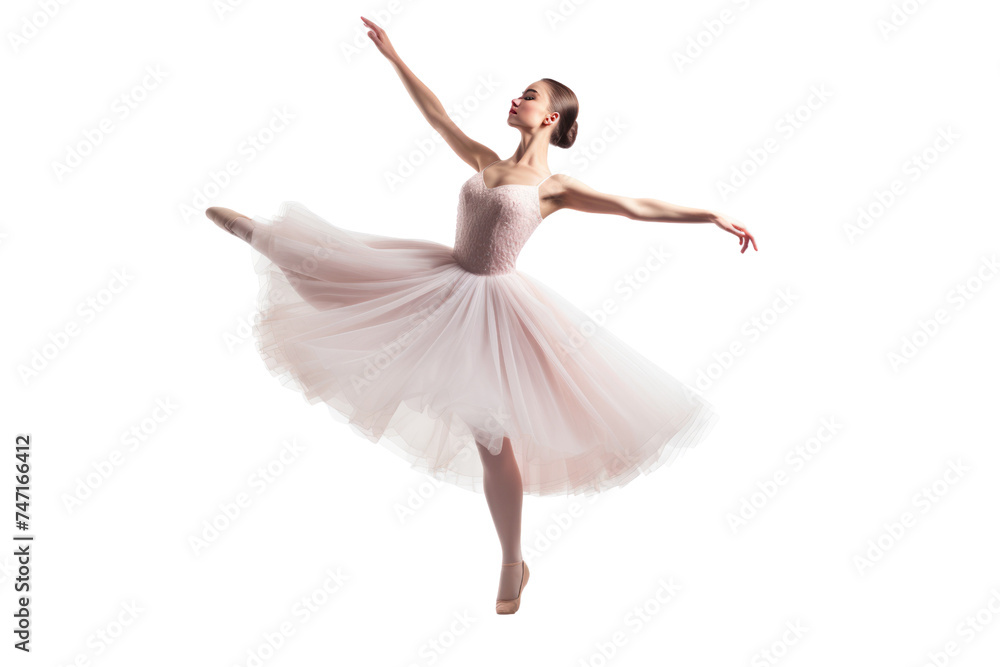 Ballerina with pose classical dance isolated on transparent and white background.PNG image.	