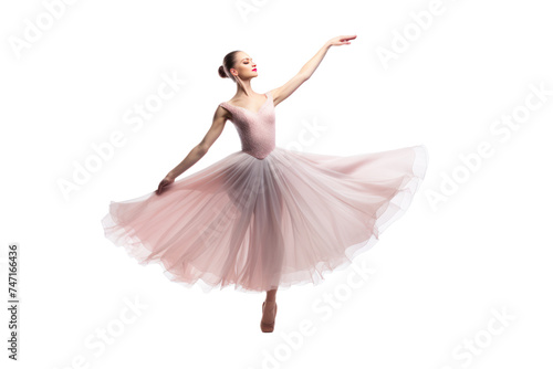 Ballerina with pose classical dance isolated on transparent and white background.PNG image. 