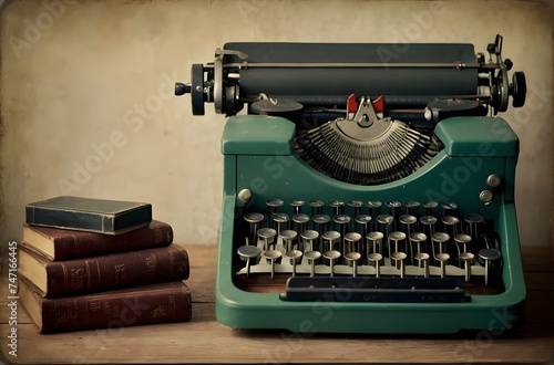 Vintage Typewriter and Old Books: A Nostalgic Glimpse into the Art of Storytelling, generative AI