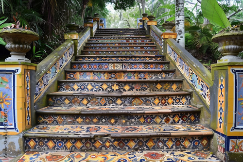 Steps Stairs Long Building Outdoor Staircase Decorated Intricate Design