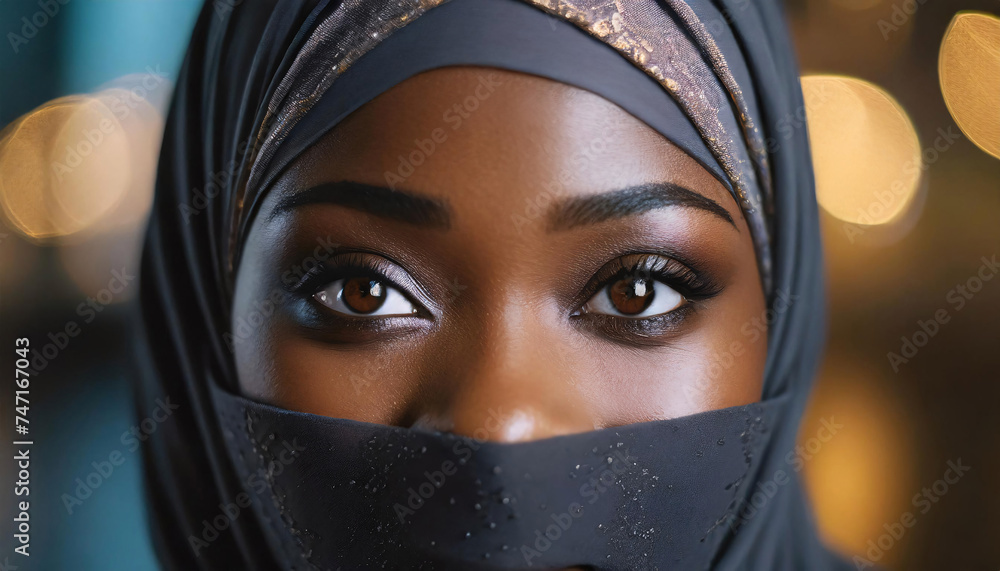 eyes of a black Muslim woman in hijab eyes of a black Muslim woman in hijab