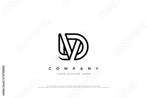 Canvas Print Simple Letter VD or DV Logo Design