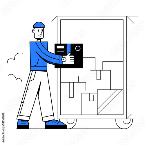 man putting packages in a truck