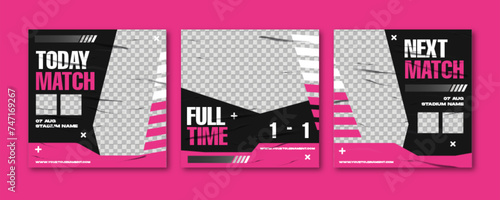 Sport social media post template , Football Match day , Full time , Next match Best player
