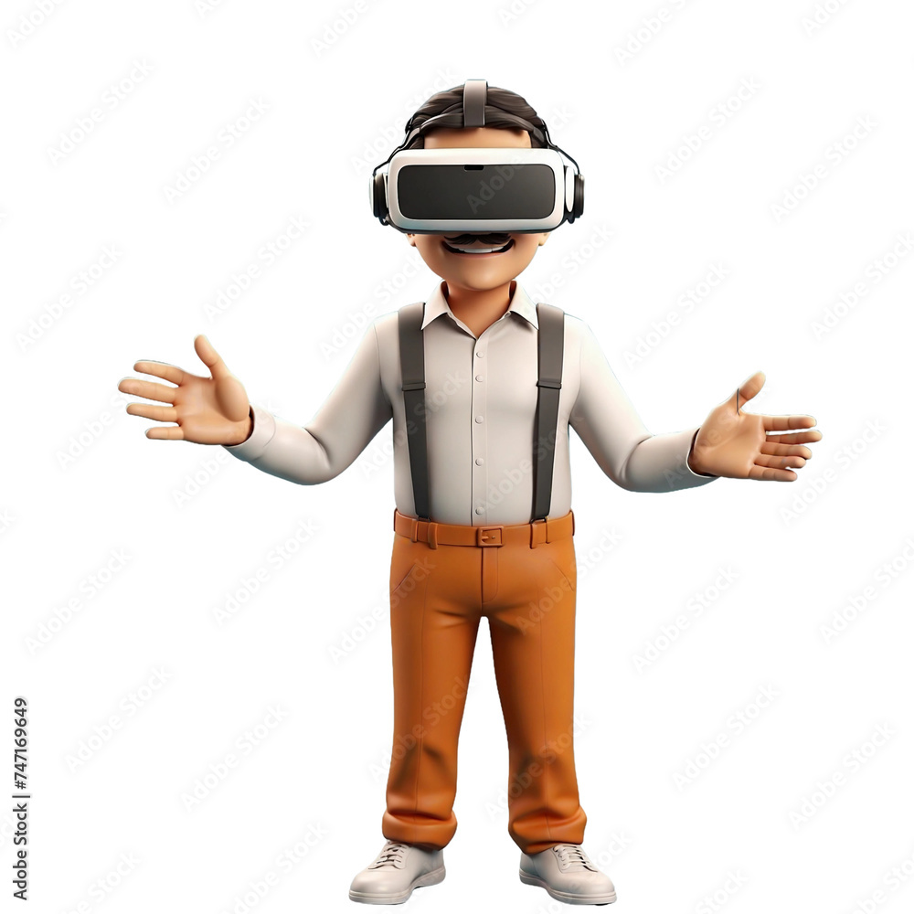 man wearing VR gear with transparent background, Young Tech-Savvy Male Avatar Immersed in an Interactive Virtual Reality World man wearing VR gear with transparent background, Young Tech-Savvy Male Avatar Immersed in an Interactive Virtual Reality World