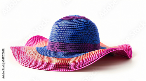 Colorful fashion straw hat isolated on white background