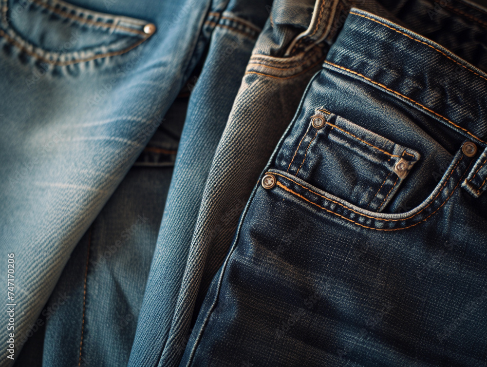 Stack of Folded Denim Jeans