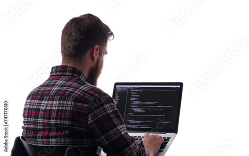 Coding Maestro Engineer at Work on Transparent Background
