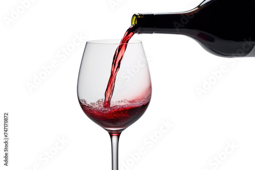 Red Wine Pouring into a clear glass isolated on transparent and white background.PNG image. © CStock