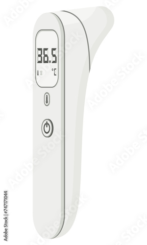 Medical equipment, Electronic infrared ear thermometers type of thermometer that uses infrared technology to measure the temperature of the eardrum. Flat design